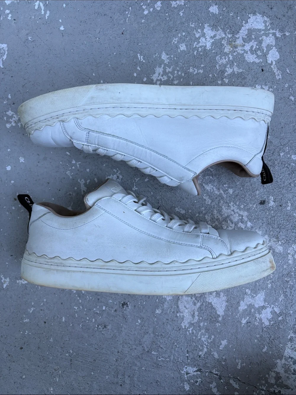 Chloe Lauren scalloped edge leather sneakers